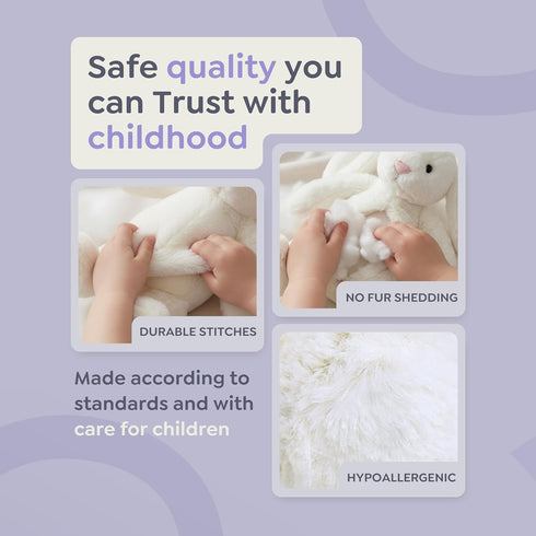 FREND White Bunny Stuffed Animal, Cute Plushies for Women and Kids, Soft Bunny and Rabbit Plush Toy Gift, Adorable