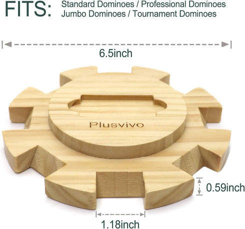 8 Set Plusvivo Mexican Train Hub Up to Players, Premium Pine Wooden Hub Centerpiece for Mexican Train Dominoes