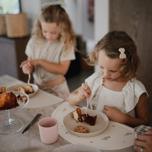 mushie Flatware Fork and Spoon Set for Kids, Made in Denmark, Blush Color