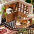 CUTEBEE Dollhouse Miniature with Furniture, DIY Wooden Dollhouse Kit Plus Dust Proof, Creative Room Idea(Forest Tea