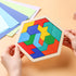 3 Otters Wooden Hexagon Puzzles, Brain Teaser Blocks for Kids, Montessori Educational Shape Pattern Block for All Ages