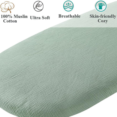 Fadacudan Simmons 2 Pack Muslin Bassinet Sheet Compatible with Graco Travel Lite, Fodoss, Cloud Baby, Yacul, Kids