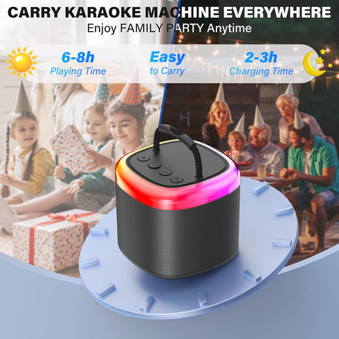 Mini Karaoke Machine for Kids - Portable Bluetooth Speaker with Wireless Microphone, Ideal Gift for Ages 4-12