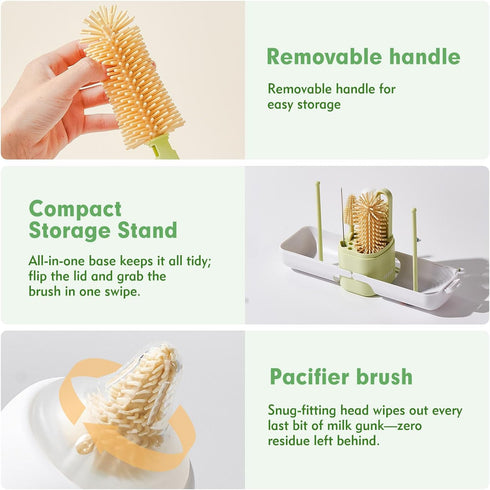 NONENDU Set 7 1 Set Baby Bottle Brush - Baby Bottle Cleaner Kit with Nipple Brush, Silicone Bottle Brush, Straw Cleaner