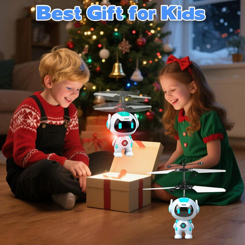 6-8 9 10 11 12+ Flying Robot Toys for Kids, Flying Ball Hand Operated Drones with LED Light Indoor Rechargeable Mini
