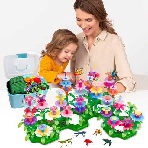Toys Gifts for 2-6 Years Old, 156 PCS Insect Flower Garden Building Set, Educational Learning for Toddler Girls & Boys
