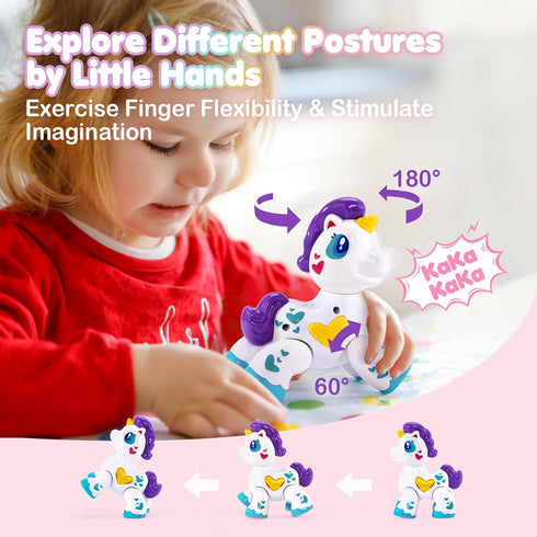 hahaland Toys for 1 Year Old Girl - Unicorn Musical Light Up Baby Girls Interactive Travel Christmas Stocking Stuffers