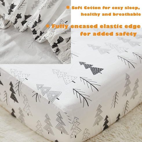 100% 52 28 Inch Brandream Crib Sheets Boys Girls Cotton Woodland Forest Tree Arrow Baby Nursery Bed Sheet for Crib