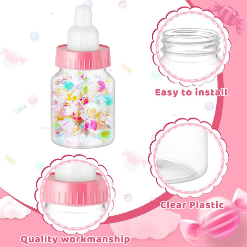 36 3.5 Inch Pcs Baby Bottle Shower Favor Mini Plastic Candy Bottle Clear Bottles for Baby Shower Mini Feeding Candy Box
