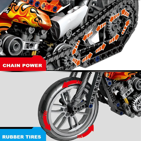 ENHANA Motorcycle Toy Building Blocks Kit - Model Brick Toys Set for Boys - Motorcycle Model Gifts