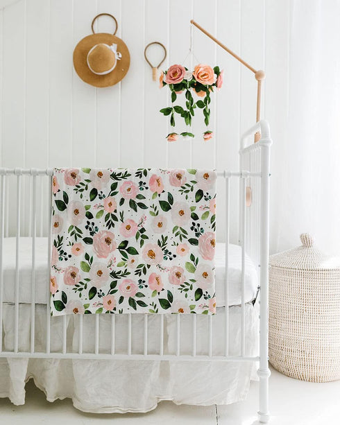 Baby Crib Mobile Wooden Hanging Nursery Baby Mobile for Crib, Handmade Floral Nursery Decor for Girls, Perfect Shower
