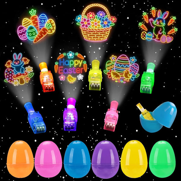 24 Pack Easter Eggs Filled LED Finger Lights ,Light Up Toys Glow