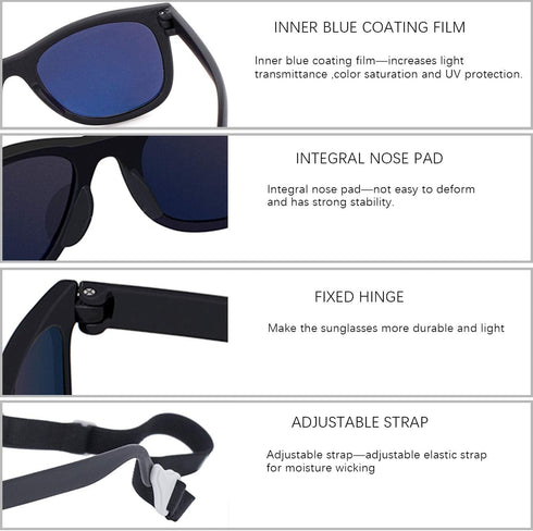 MAXJULI Baby Infant Sunglasses, Safe and Soft with Adjustable Strap, BPA Free, for 0-24 Months, Model 7002