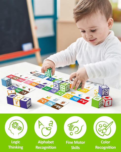 3 4 5 Coogam Magnetic Alphabet Blocks for Learning Numbers, Letters, Shapes, Magnet Construction Game & Toddlers