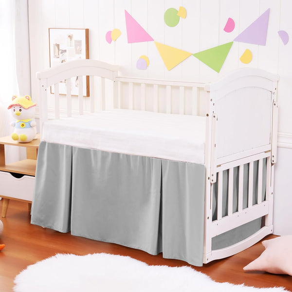Crib Bed Skirt Dust Ruffle 100% Cotton - Natural, Soft, Breathable for