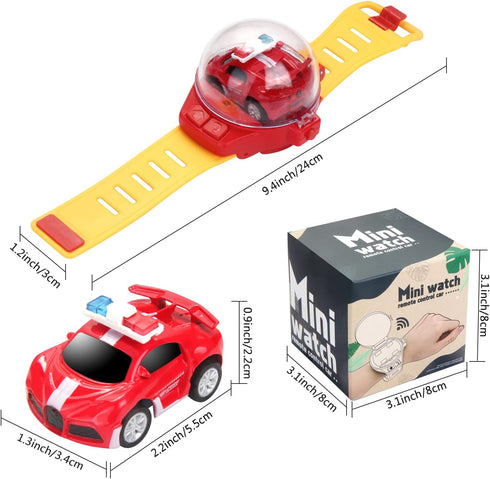 2023 Remote Control Car Watch Toys with LED Light, 2.4 GHz Mini Racing Cars, Red - Interactive Outdoor Game Gifts