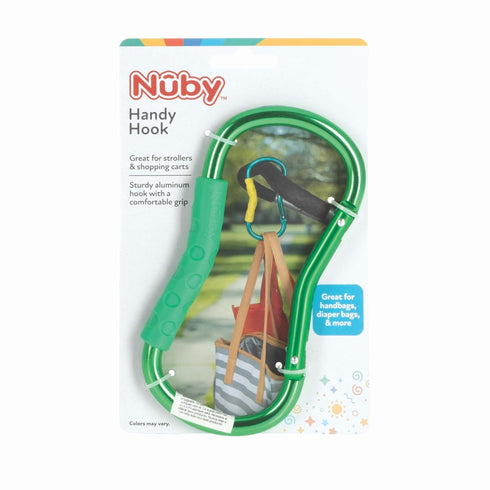 Nuby Large Handy Hook Carabiner Stroller Clip, Textured Soft Grip, Colors May Vary