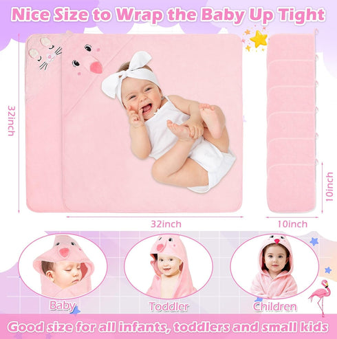 Sublaga 8 Set, Set, 2 32x32 6 Pcs Baby Towel Soft Baby Bath Towels and Washcloths Pcs in Cute Baby Towel with Hood