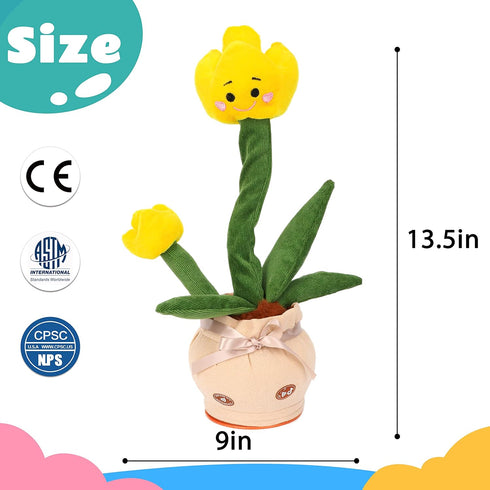 Cuteoy Talking Tulips Plush Toy Repeats What You Say Dancing Walking Mimicking Twisting Stuffed Animal Musical Electric