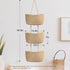 3-Tier TeoKJ Over the Door Hanging Basket, Woven Cotton Wall-Mounted Storage Organizer Bag Decorative Hanging Nursery
