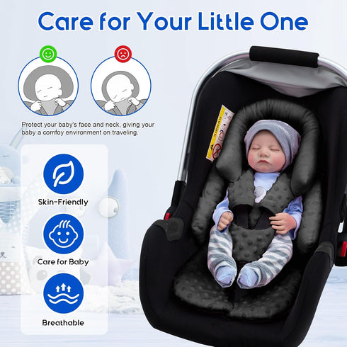 3 Set, 2-in-1 Newborn Car Seat Head Support with Shoulder Covers Reversible Infant Car Seat Insert, Thickened Car Seat