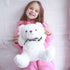 Fluffy White Teddy Bear Stuffed Animals Plush Toys with lattice Tie for Kids Babies Birthday Bedtime, 12 inches