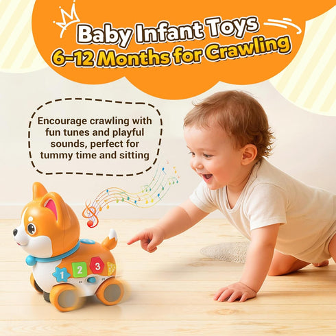 SHXYKZ 6-12-18 3-in-1 1 7 8 9 10 Baby Toys for Month, Musical Puppy Toy, Crawling & Walking Toys for Year Old Boy Girl