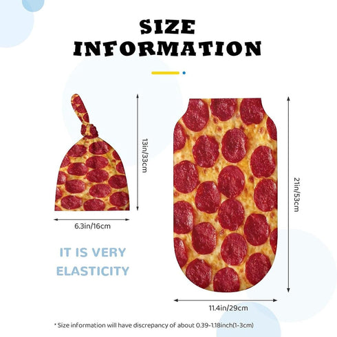 3D Funny Realistic Food Pepperoni Cheese Pizza Newborn Baby Swaddle Blanket with Beanie Hat Baby Receiving Blanket Soft Baby Sleep Sack Baby Wraps Blankets Gifts for Boys Girls Infant by Qiohoey