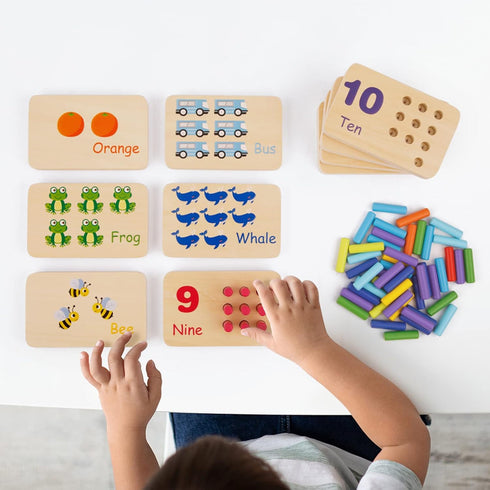 Counting 55 TOOKYLAND Peg Board Toddler Toys, Wooden Toys with Pegs, Wooden Math Manipulatives,Montessori Math