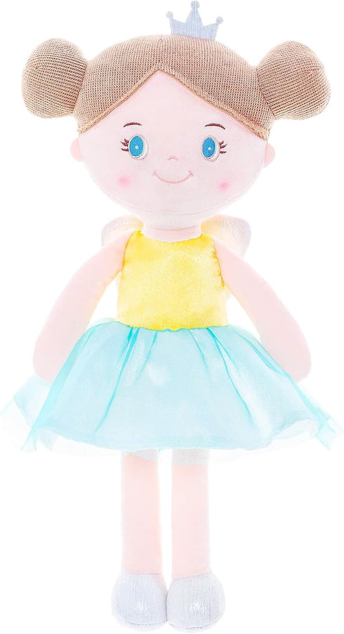 Gloveleya Dolls First Baby Girl Gifts, Soft Stuffed Doll Yellow, 15" with Gift Bag