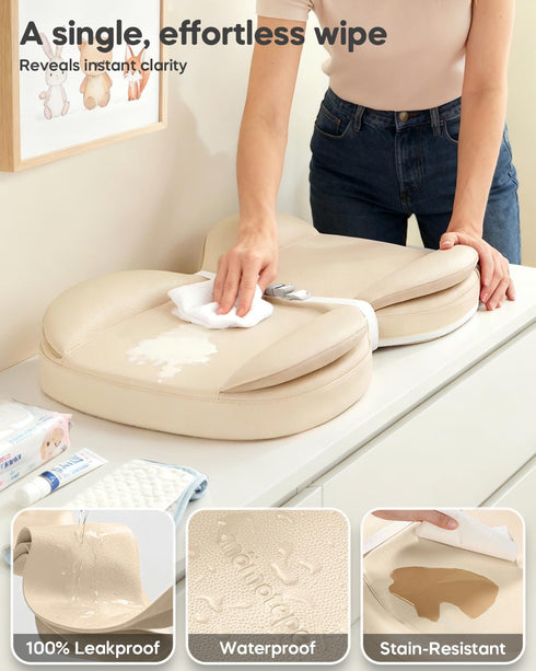 28"16", Baby Changing Pad, Waterproof Wipe-Clean PU Leather with High-Density Foam, Non-Slip Contoured Cushioned Edges