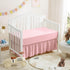 2 Pack Set 28" 52" 14" Horbaunal Crib Skirt & Crib Bed Sheet, Pink Crib Bed Skirt x with Drop Dust Ruffle, Soft