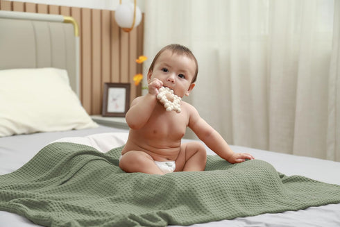 Kloovete 36 40 Inches X Cooling Baby Waffle Weave Blanket, Ultra-Soft Lightweight Receiving Blanket for Newborn