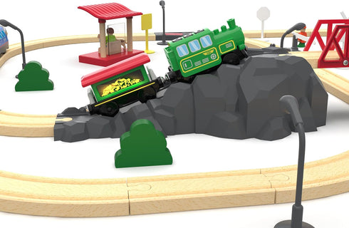 Set, Wooden Train Accessories Battery Operated Locomotive Train, Remote Control Train for Track Powerful Engine Train