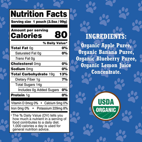 3.5 (Pack 10) Paw Patrol Bold Blueberry Organic Mixed Fruit Squeeze Pouch, Ounce