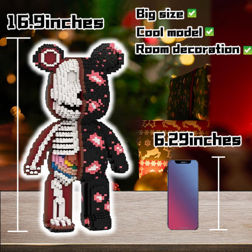 Set(16.9inches) Before Christmas Teddy Skeleton Bear Micro Building Blocks Christmas Ornaments Bear Building Blocks
