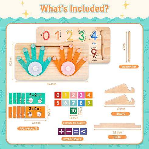 Counting LovesTown Preschool Learning Toys, Educational Math Manipulatives Finger Blocks, Tracing Number for Toddlers