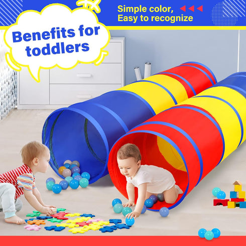 PigPigPen Kids Tunnel for Toddlers, Pop Up Play Tunnel Tent for Babies and Dogs, Indoor & Outdoor Playset (Classic 2