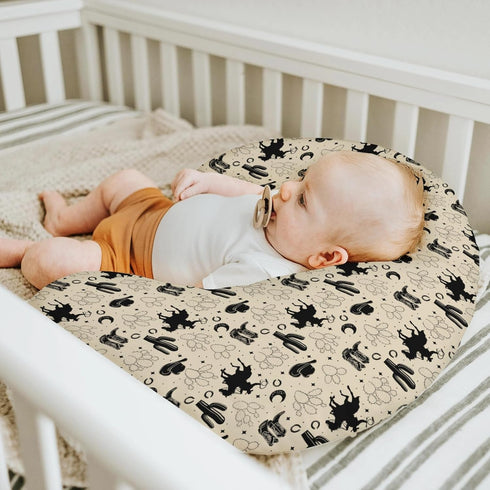 Vintage Western Cowboy Baby Nursing Pillow Covers for Boy Girl Cowboys Boots Hat Horse Cactus Moon Nursery Pillowcase