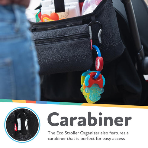 Nuby Eco Baby Stroller Organizer, Includes Carabiner, Black Accessories for Babies and Toddlers