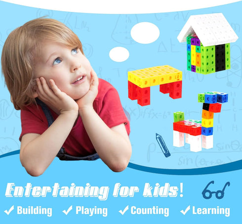 Jenaai 1000 Pieces Linking Cubes Counting Blocks, Colorful Math Manipulatives for Preschool Activities for Boys and