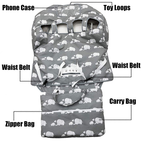 Twin Double Shopping Cart Cover for Baby Siblings with Carrying Case. Foldable Fit Wholesale Warehouse Grocery Stores