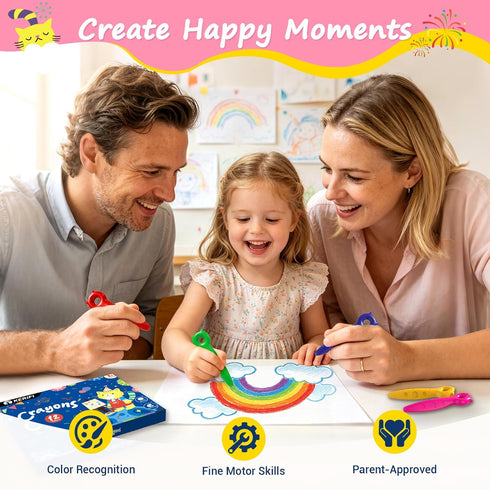 1-3, 1-3 2-4 4-8, (12 KERIFI Triangle Jumbo Crayons for Toddlers Mess Free Washable Toddler First Crayons for Kids Ages