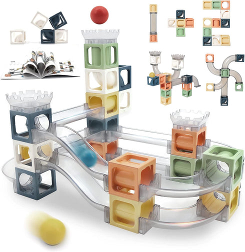 Marble Run for Kids Ages 4-8, 41 Pieces Magnetic Building Toy Stacking Block Sets, STEM Activities for Ages 5-7