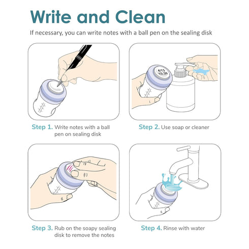 Maymom Screw Lids, Travel Caps with Rewritable Sealing Disc for Avent Bottles, 6pcs (Blue)