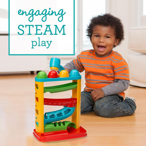Infantino Bop & Drop Ball Tower, STEAM Educational Play, Hand-Eye Coordination Skills for Babies & Toddlers, 12M+