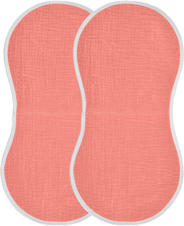 KEIGE 2Pcs Salmon Burp Cloth,Unisex Large Absorbent Soft Cotton Muslin Burping Cloths for