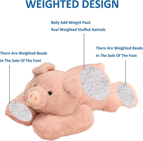 Hronsa 11.8in Weighted Stuffed Animals, Weighted Pig Stuffed Animal Toy Cute Pink Pig Plush Pillow for Adults Boys