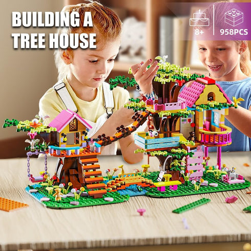 Set,958pcs 10 11 12 14 RAVAYO Creative Tree Building Block Mini Brick Toy for Kids Girls Age
