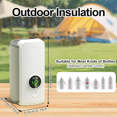 Portable Baby Bottle Warmer for Travel, Cordless Baby Bottle Warmer for Breastmilk and Formula, Rechargeable Bottle